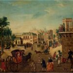 École Française, 1763 – Scène de vie urbaine du XVIIIᵉ siècle