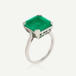 Bague émeraude Art Déco solitaire or blanc - Paris