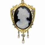 Pendentif Camée Or et Diamants Époque Napoléon III