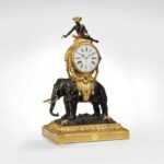 pendule elephant bronze dore ansart antiquite paris - (92) Le Plessis-Robinson