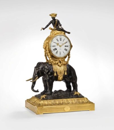 pendule elephant bronze dore ansart antiquite paris - (92) Le Plessis-Robinson
